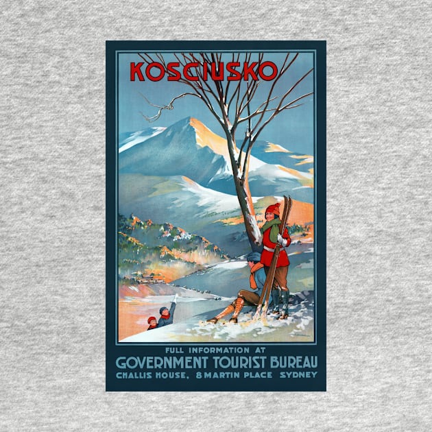 Vintage Travel Poster Kosciusko Australia by vintagetreasure